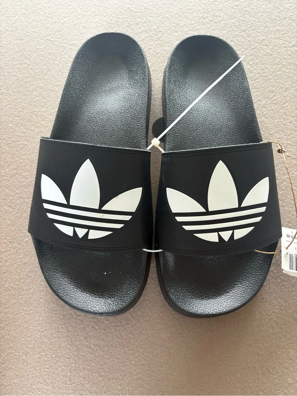 adidas Black Slide Sandals with White Trefoil Logo